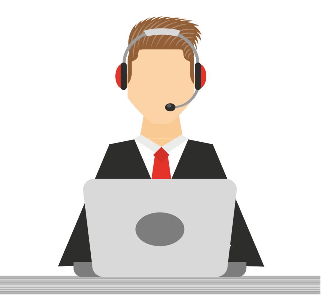 Illustration of a man with headphones talking calls.